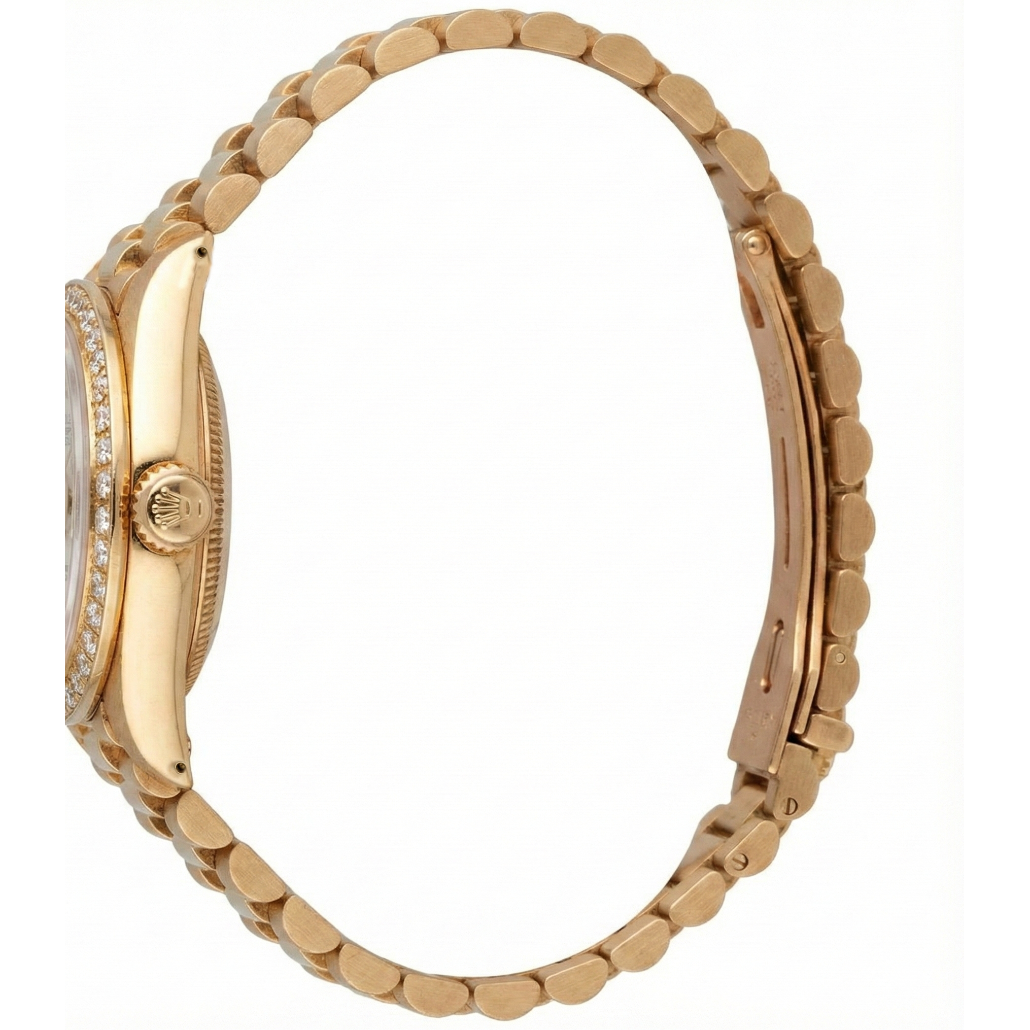 Natural Earth Mined Diamond Bezel Rolex Datejust Watch Lady Presidential Style Gold