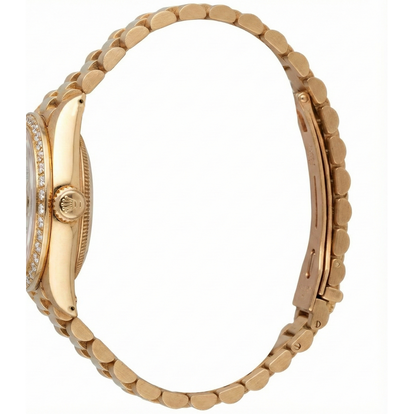 Natural Earth Mined Diamond Bezel Rolex Datejust Watch Lady Presidential Style Gold