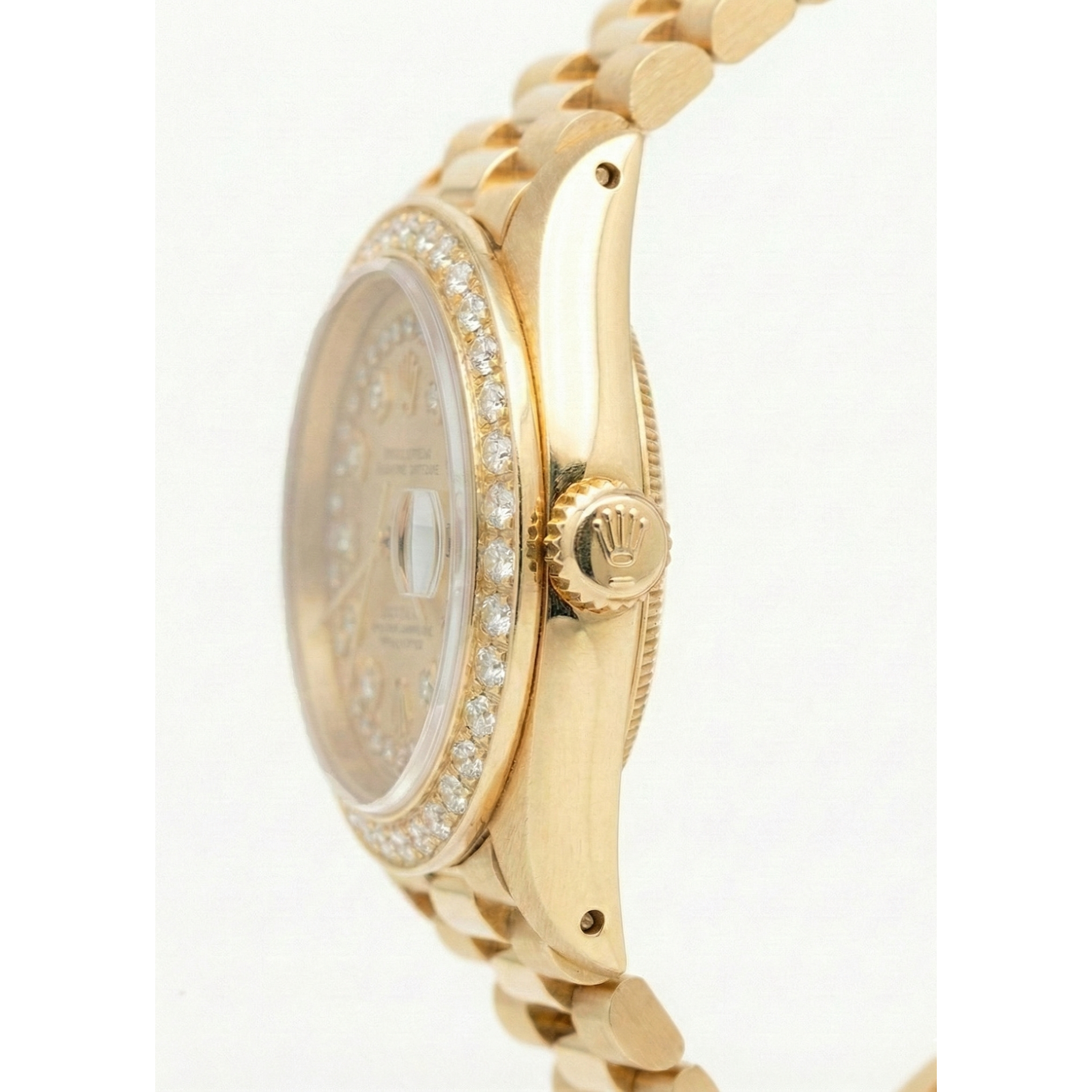 Natural Earth Mined Diamond Bezel Rolex Dj Model President Style Watch Double Row Dial