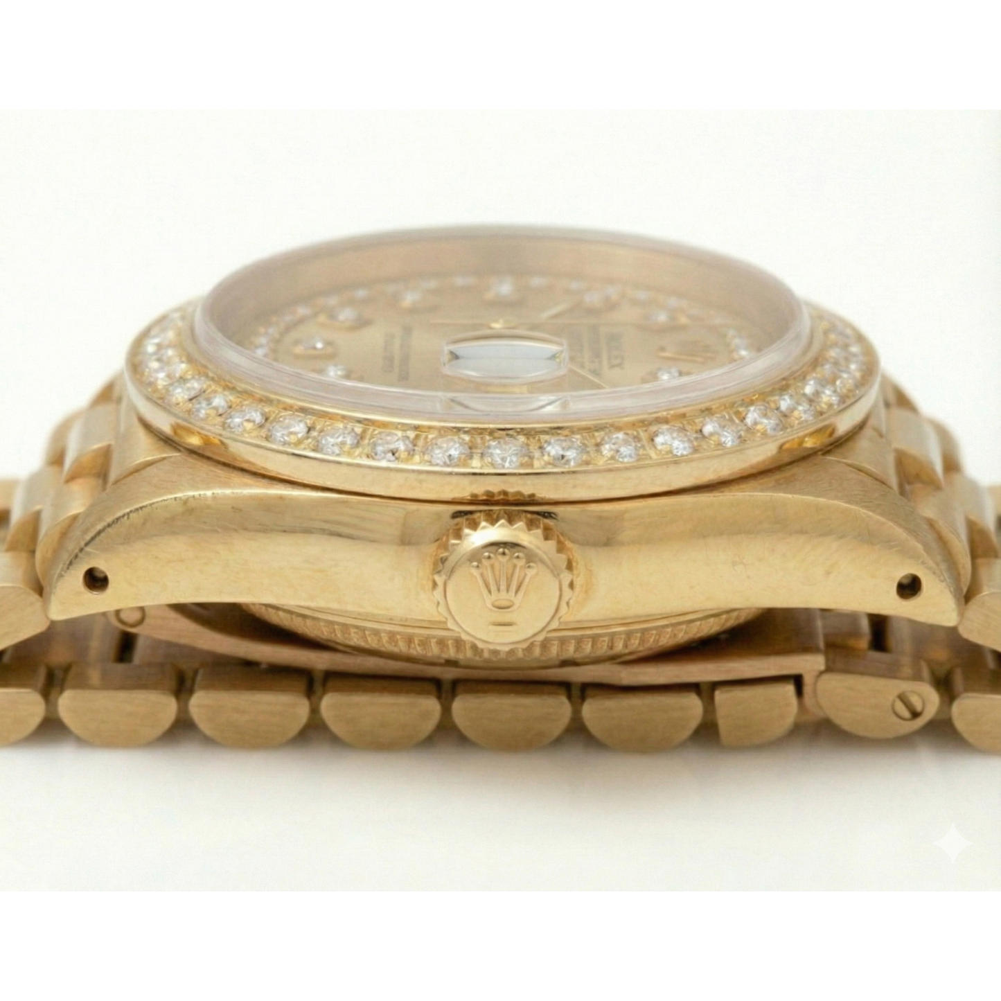 Natural Earth Mined Diamond Bezel Rolex Dj Model President Style Watch Double Row Dial