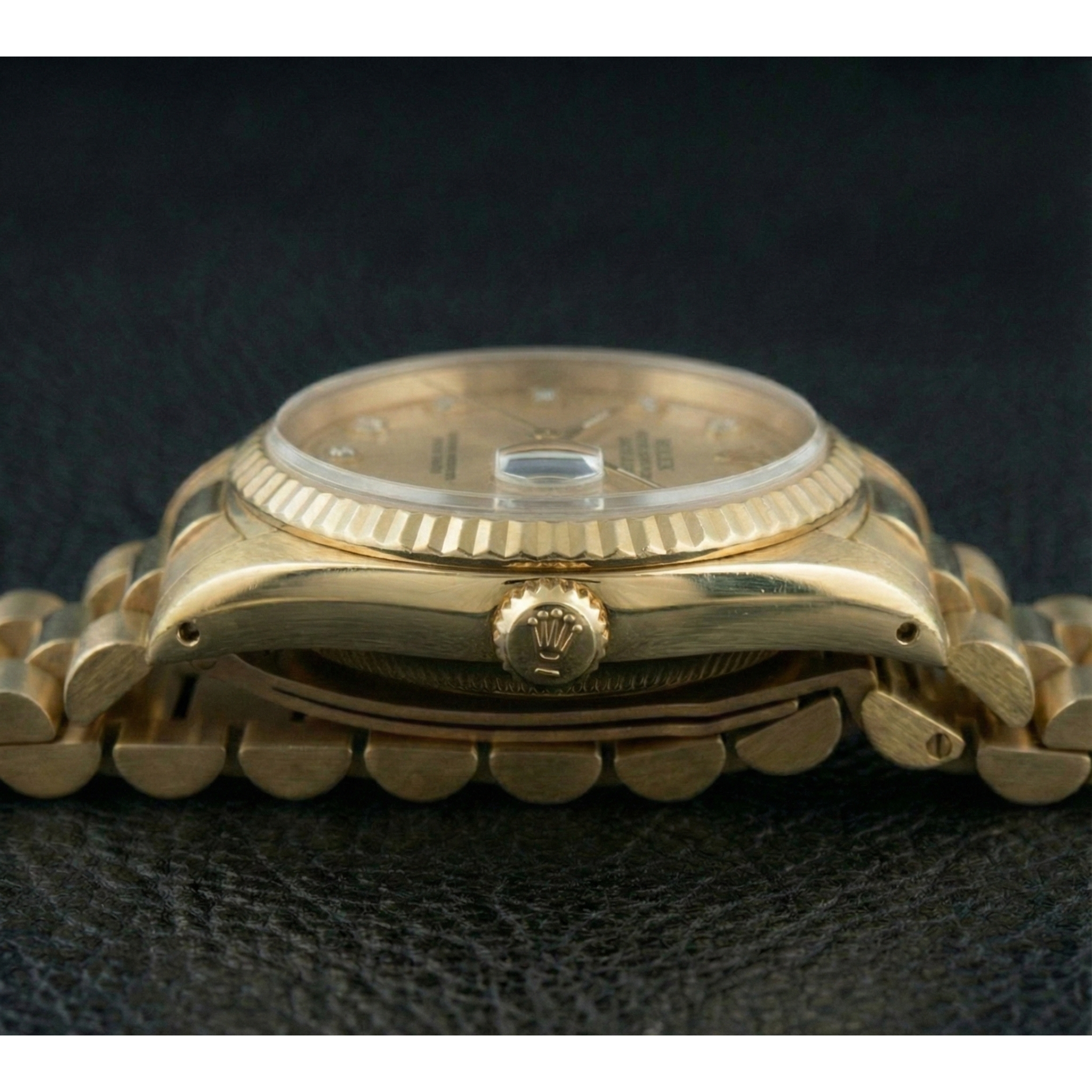 Natural Earth Mined Diamond Dial Rolex Presidential Gold Watch Champagne Brushed Dial