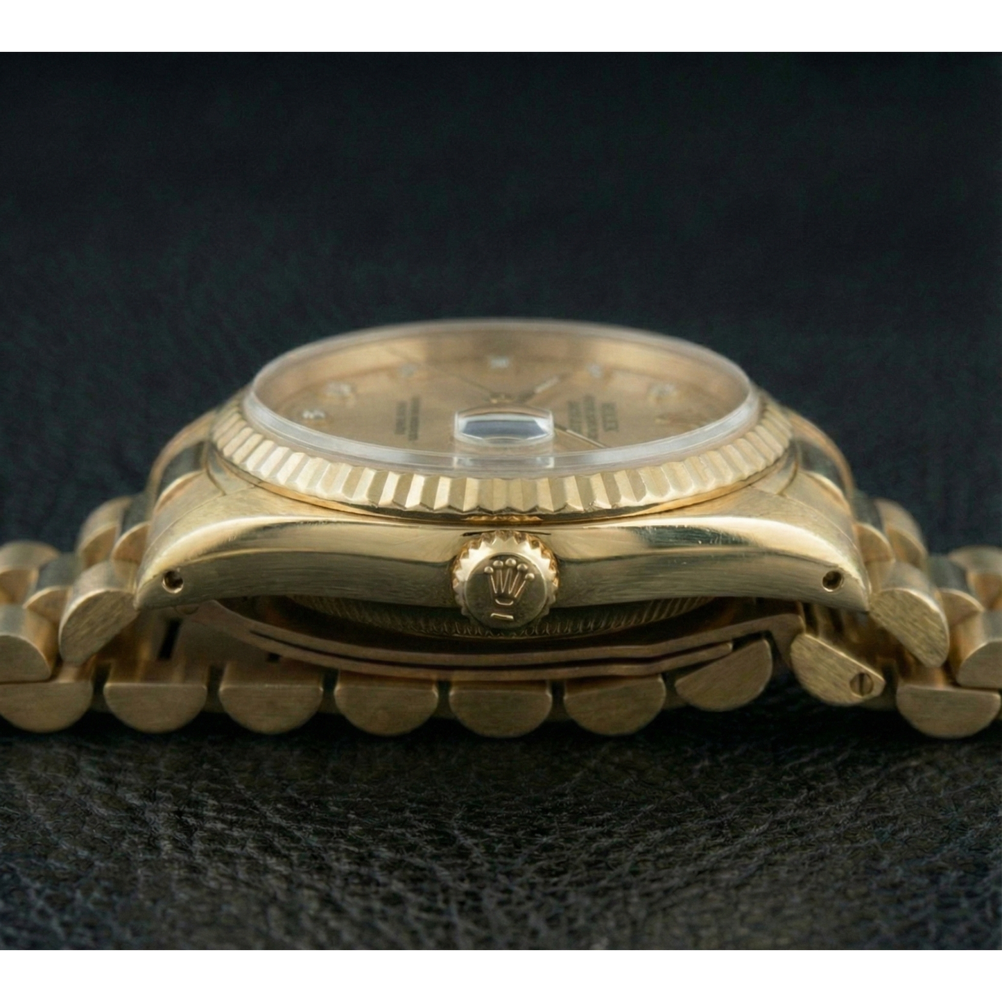 Natural Earth Mined Diamond Dial Rolex Presidential Gold Watch Champagne Brushed Dial