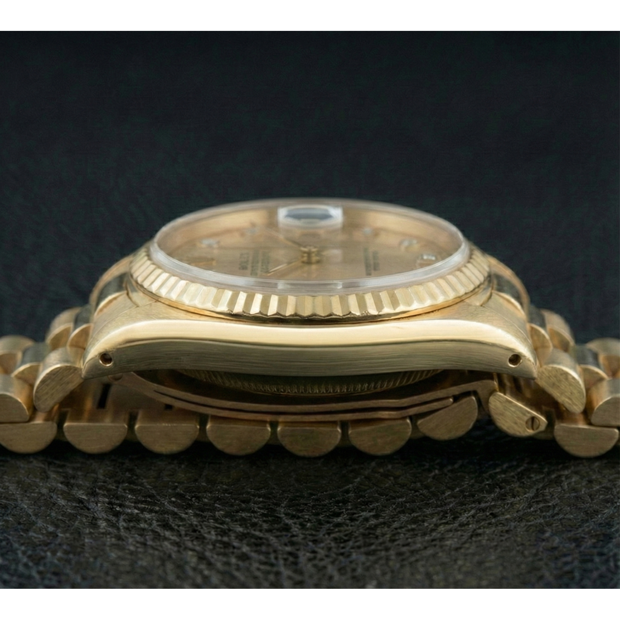 Natural Earth Mined Diamond Dial Rolex Presidential Gold Watch Champagne Brushed Dial