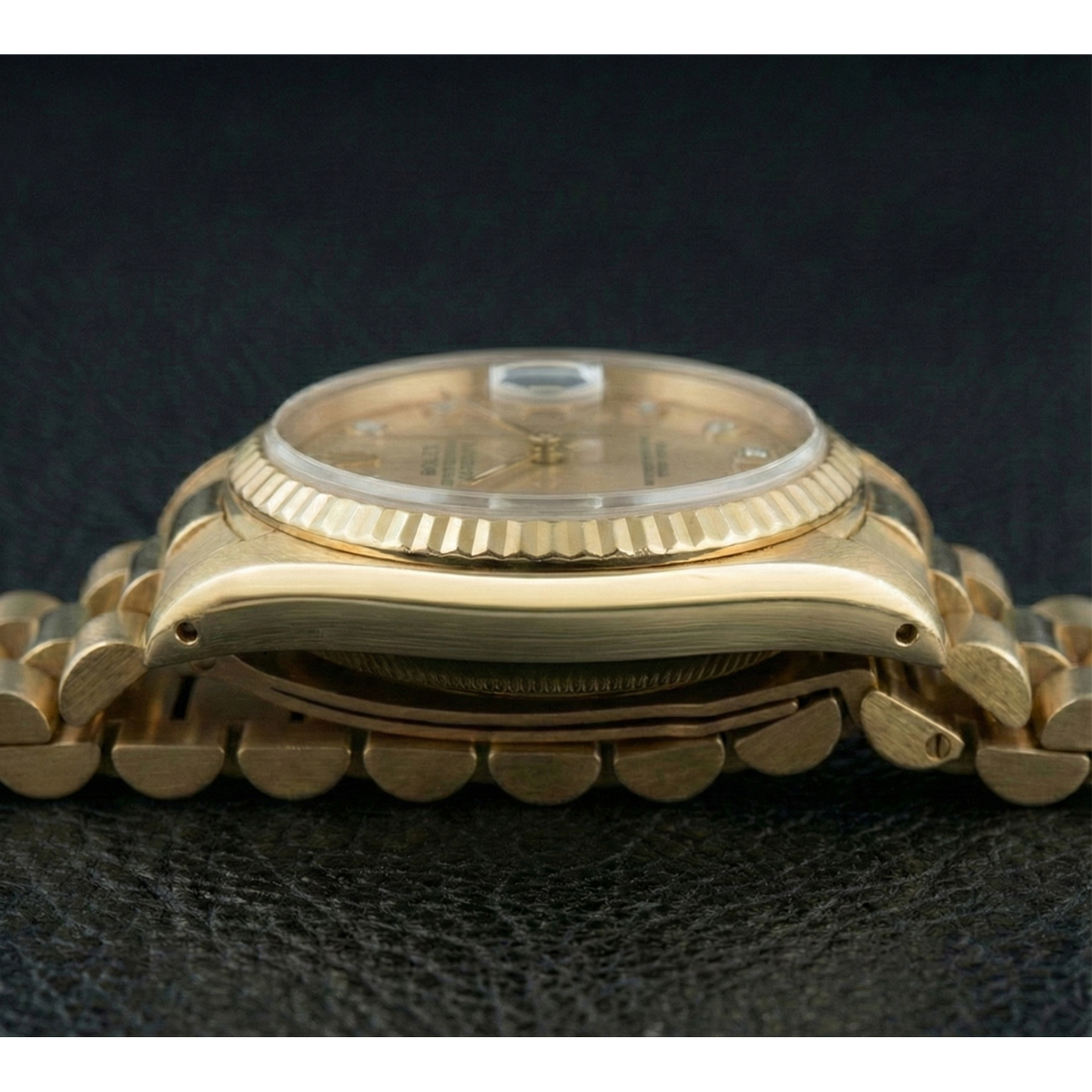 Natural Earth Mined Diamond Dial Rolex Presidential Gold Watch Champagne Brushed Dial