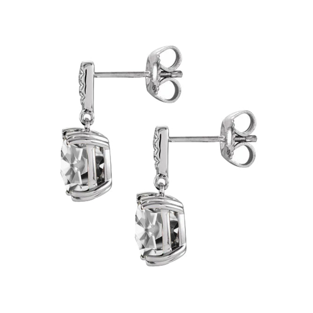 Brilliant Diamond Drop Earrings 3-ct 14K White Gold – side view