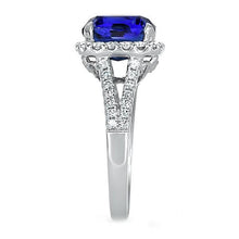 Natural Earth Mined Diamond Halo Oval Blue Sapphire Ring Split Shank 5.50 Carats Jewellery