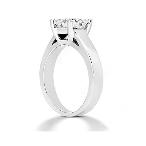 Natural Earth Mined Diamond Princess Cut Solitaire Ring 1.51 Ct. White Gold 14K Jewellery