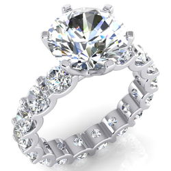 Natural Earth Mined Diamond Ring Eternity Style Shank