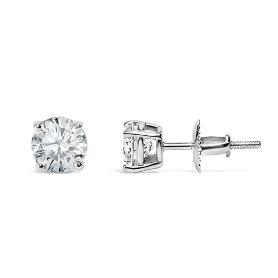 Natural Earth Mined Diamond Stud Earrings 3 Carats Prong Set White Gold Jewellery