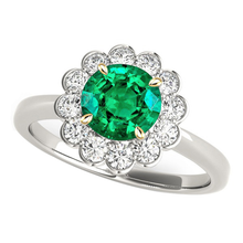 Genuine Emerald Gemstone Ring 2.50 ct 14K Two Tone Gold – main view