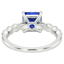 New Gold Princess Cut Natural Blue Sapphire With Accents Ring 4 Carats