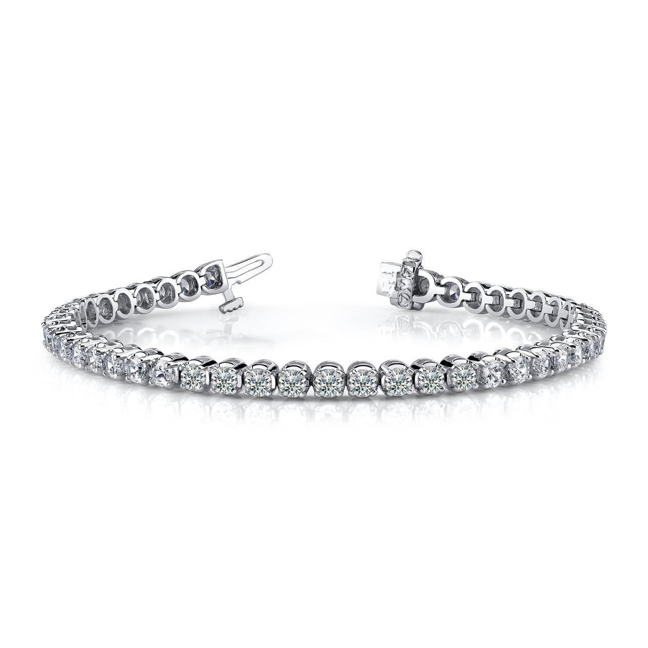 New Natural Diamond Tennis Bracelet Prong Set 6.75 Carat White Gold 14K