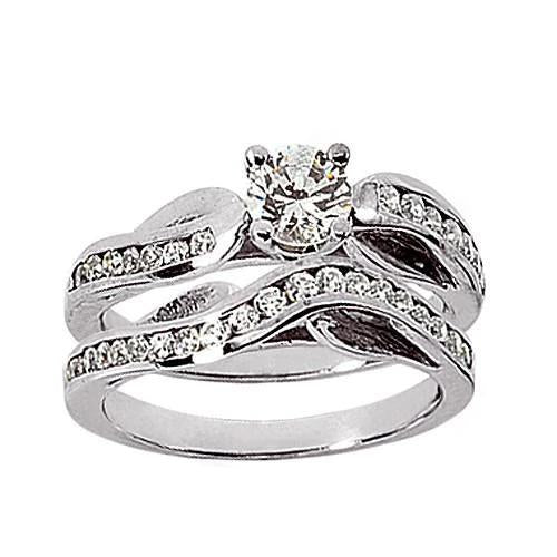 New Real Diamond Engagement Ring Set 1.90 Carats White Gold 14K