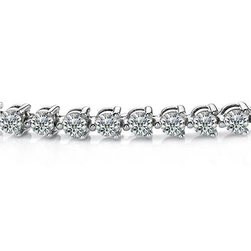 New Real Diamond Lady Tennis Bracelet 3 Prong Set 7 Carat White Gold 14K