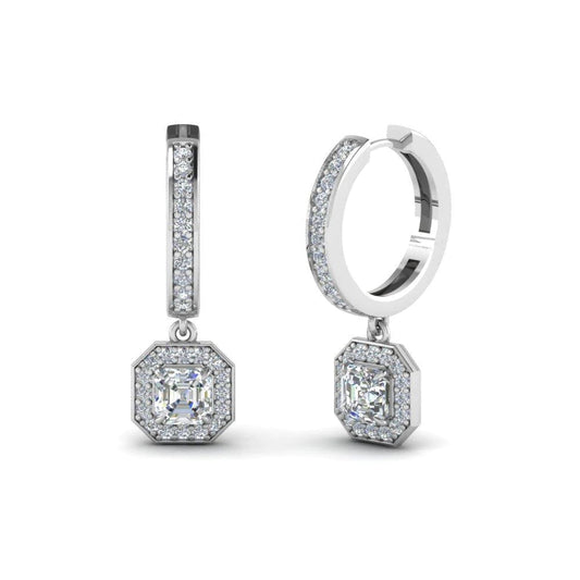 New Real Diamond Women Dangle Earrings Prong Set 3 Carat White Gold 