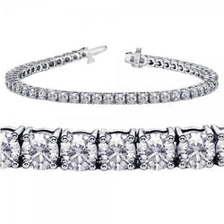 New Round Cut Genuine Diamond Tennis Bracelet 5 Carat White Gold 14K