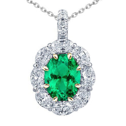 Fine Emerald GIA-Certified Precious Stone Pendant 5 ct in 14K