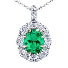 Authentic Fine Emerald Precious Stone Pendant 5 ct 14K Two Tone Gold – main view