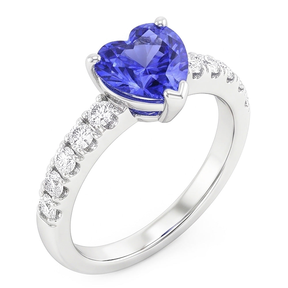 Ocean Blue Heart Sapphire Natural Earth Mined Diamond Ring