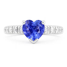 Ocean Blue Heart Sapphire Natural Earth Mined Diamond Ring