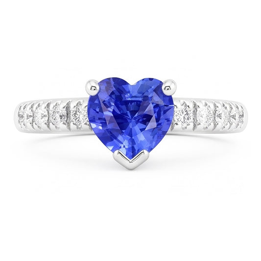 Ocean Blue Heart Sapphire Natural Earth Mined Diamond Ring