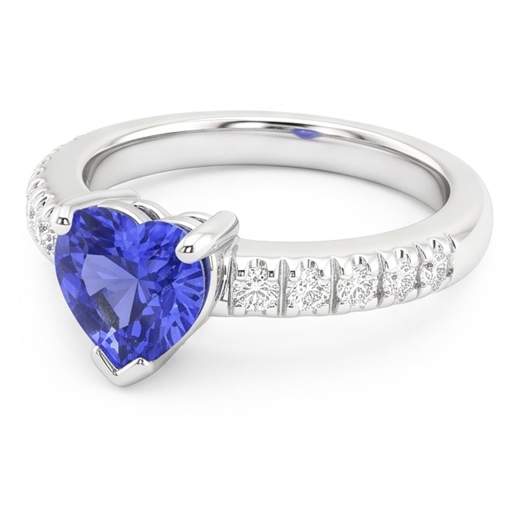 Ocean Blue Heart Sapphire Natural Earth Mined Diamond Ring