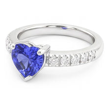 Ocean Blue Heart Sapphire Natural Earth Mined Diamond Ring