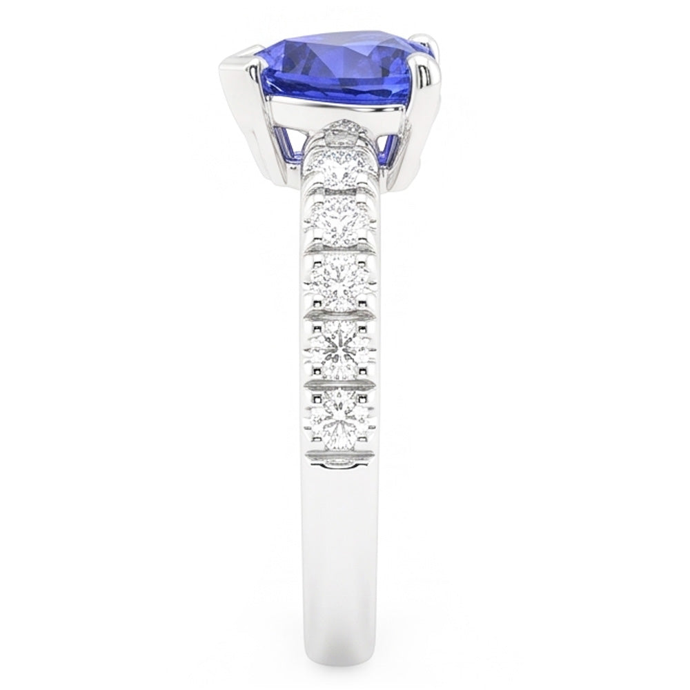 Ocean Blue Heart Sapphire Natural Earth Mined Diamond Ring