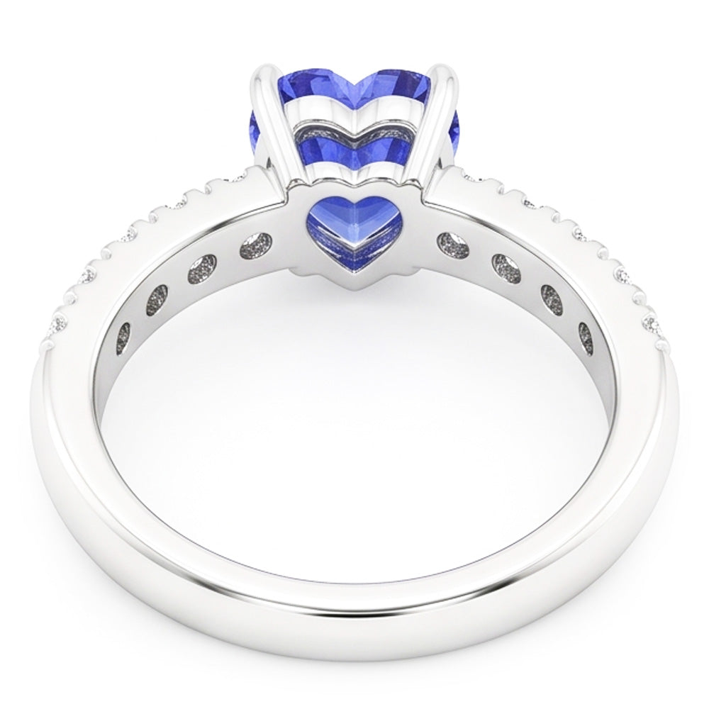Ocean Blue Heart Sapphire Natural Earth Mined Diamond Ring