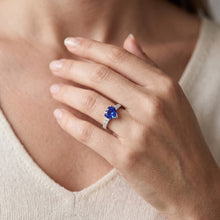 Ocean Blue Heart Sapphire Natural Earth Mined Diamond Ring
