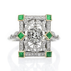 Old Cut Art Deco Jewelry New Real Diamond Ring Princess Emerald