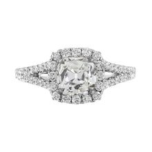 Old Cut Cushion Round Real Diamond Halo Ring Split Shank 4.50 Carats