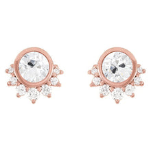 Old Cut Diamond Studs Real 5.50 Carats Star Style Gold Push Backs Bezel Set