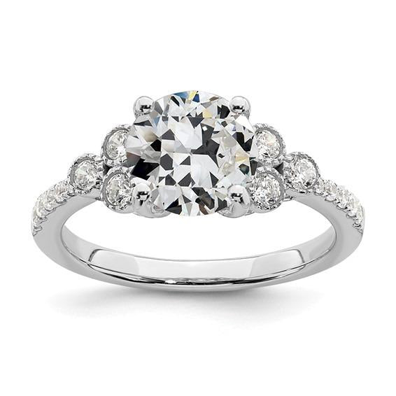 Old Cut Genuine Diamond Wedding Ring Prong Bezel Set 3.50 Carats Gold Jewelry