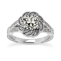 Old Cut Natural Earth Mined Diamond Halo Ring Flower Vintage Style Split Shank 4.50 Carats