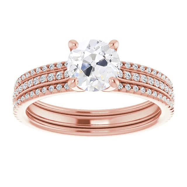Old Cut Natural Diamond Wedding Ring Set With Band 6.50 Carats Gold 14K