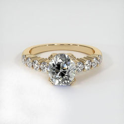 Old Cut Oval Natural Diamond Wedding Ring 3.25 Carats Gold Jewelry