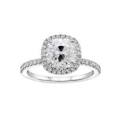 Old European Natural Diamond Halo Ring With Round Cut Accents 1.75 Carats