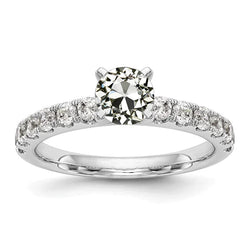 Old European Real Diamond Solitaire Ring With Accents White Gold 3 Carats