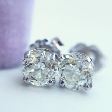 Old Mine Cut 2.5 Ct Real Diamonds Studs Earrings White Gold 14K Prong Set