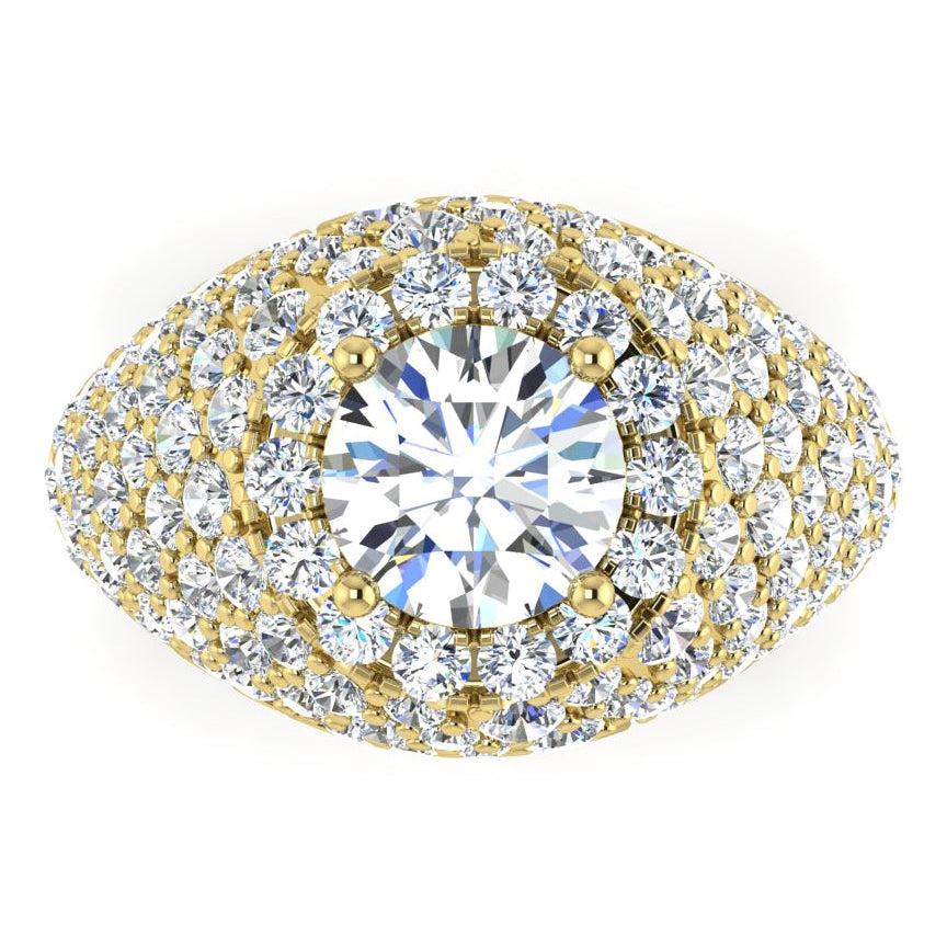 Old Mine Cut Natural Diamond Cluster Ring Gold 6.50 Carats Jewelry