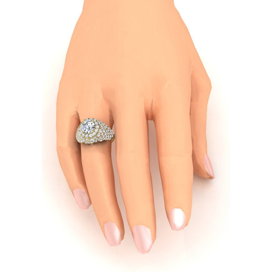 Old Mine Cut Natural Diamond Ring Gold 6.50 Carats Women's Jewelry