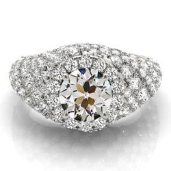 Old Mine Cut Natural Earth Mined Diamond Cluster Ring Gold 6.50 Carats Women's Jewellery