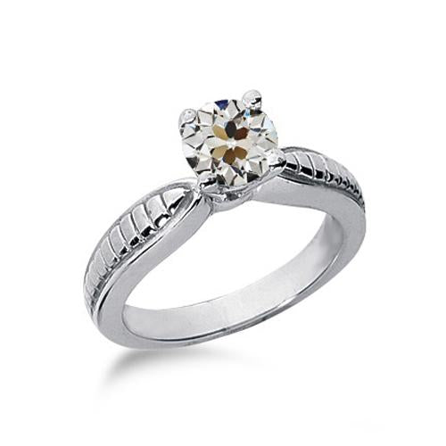 Old Mine Cut Natural Diamond Solitaire Ring Ladies Jewelry 1 Carat