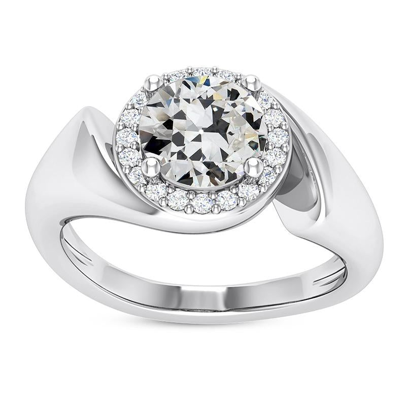 Old Mine Cut Real Natural Earth Mined Diamond Halo Ring Twisted Shank Gold 5.50 Carats