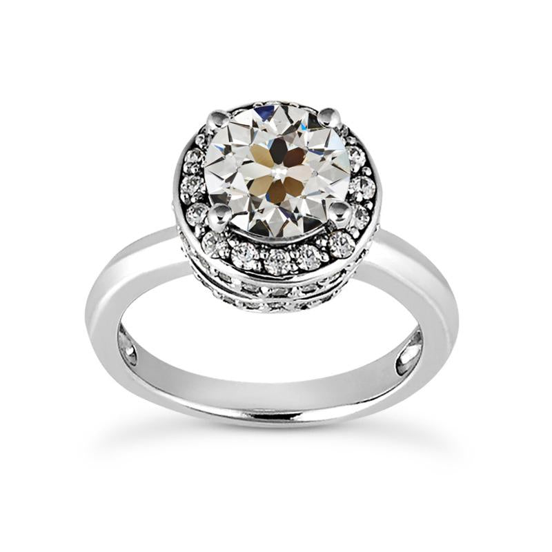 Old Mine Cut Real Natural Earth Mined Diamond Halo Wedding Ring 14K White Gold 4.75 Carats