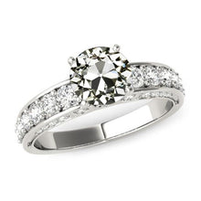 Old Mine Cut Real Natural Earth Mined Diamond Ring With Accents 14K Gold 5 Carats