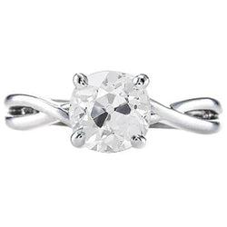 Old Mine Solitaire Natural Diamond Ring 1.25 Carats Twisted Shank White Gold