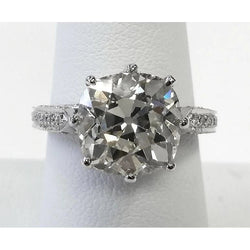 Old Miner Cushion Natural Earth Mined Diamond Wedding Ring 5.25 Ct. White Gold 14K