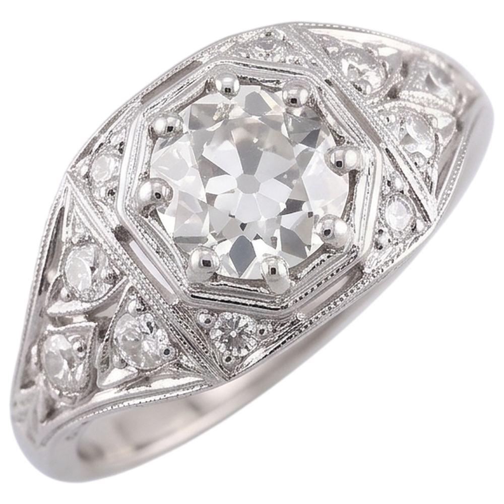 Old Miner Natural Earth Mined Diamond Ring 2 Carats White Gold 14K